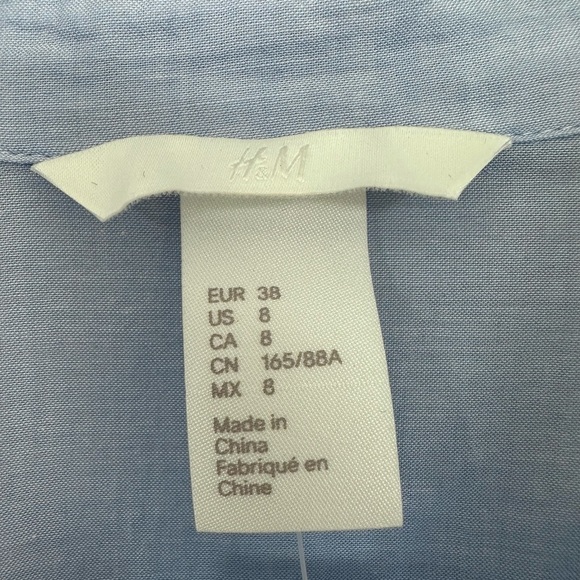 H&M Blouse in woven cotton fabric wide sleeves Collar wrapover V-Neck Size 8 - Picture 12 of 16